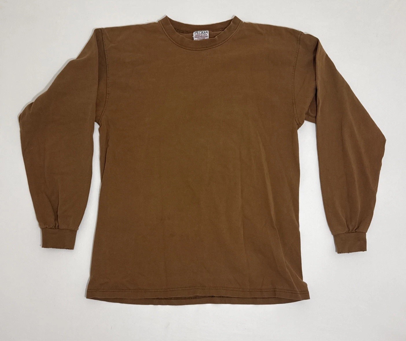 Vintage PLUMA Men’s Medium Heavyweight Brown Long Sleeve T-shirt Made In USA