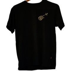 Ryukyu Shamisen Pattern Black Tee Shirt Mens Japanese Size Medium No Size Tag