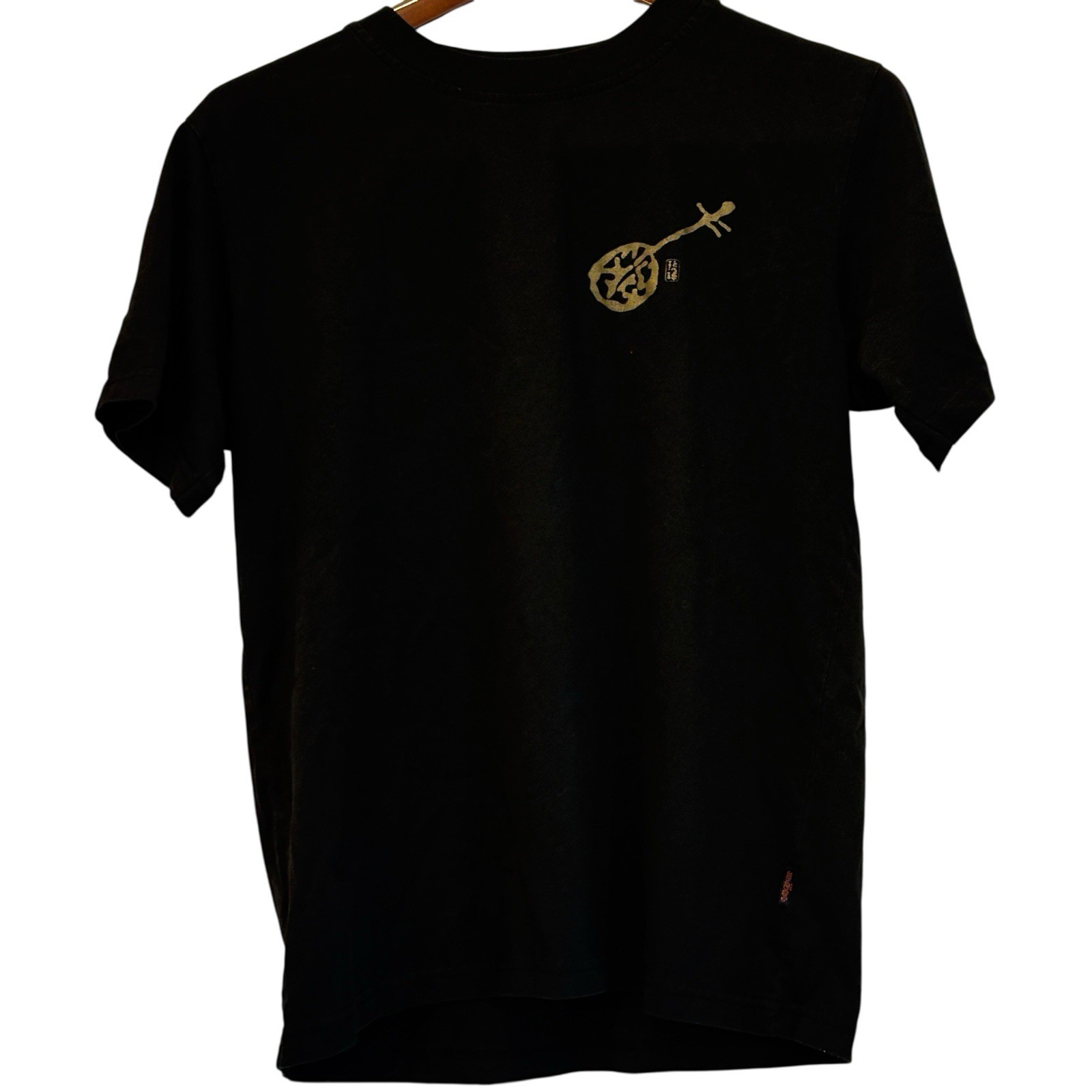 Ryukyu Shamisen Pattern Black Tee Shirt Mens Japanese Size Medium No Size Tag gallery