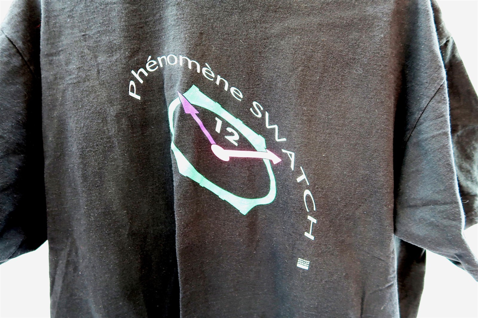 Vintage SWATCH WATCH Mens T-Shirt PHENOMENE Size XL SCHMID MULLER DESIGN black gallery