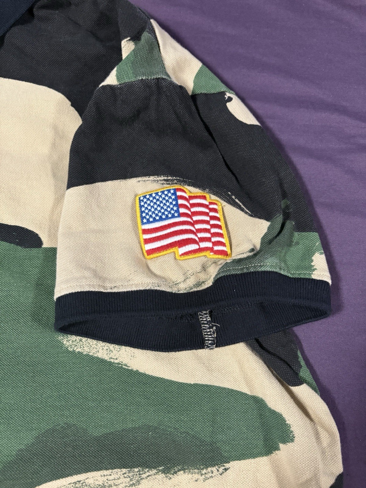 Vintage Polo Shirt T Shirt Large Akoo Camouflage Print Multicoloured Tee 4xl gallery