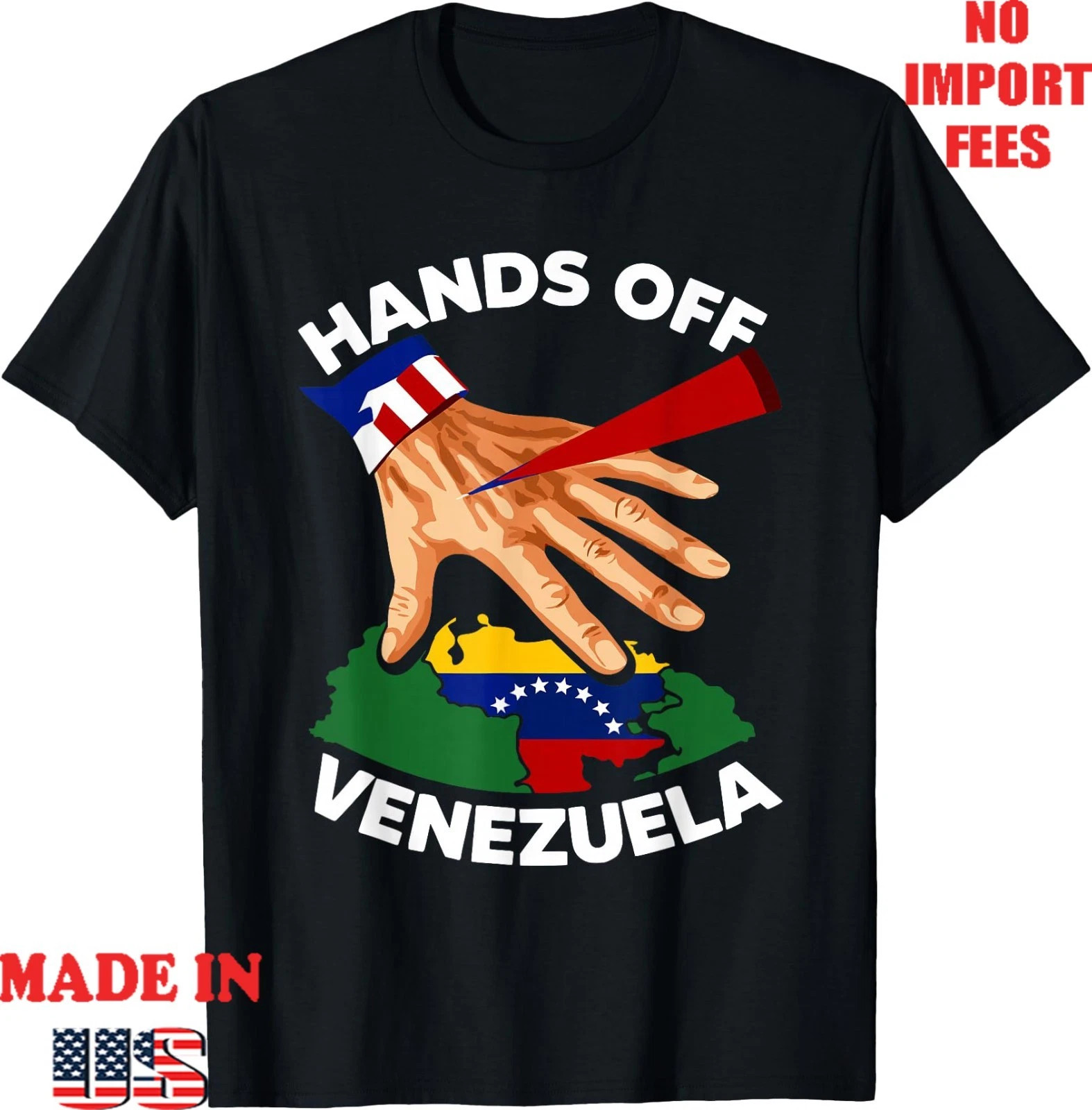 Hands Off Venezuela No War Reprint T-Shirt Retro Protest Unisex gallery