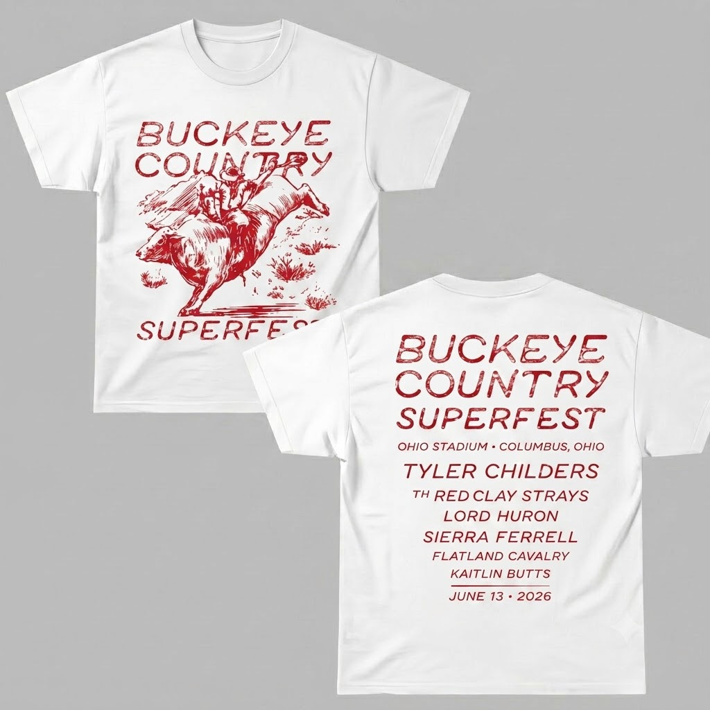 Buckeye Country Superfest 2026 Columbus Ohio Riding Cow T-Shirt CB0524