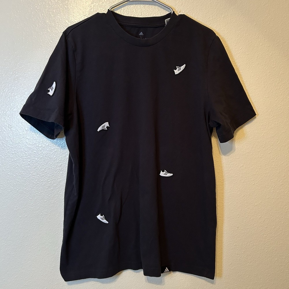 Adidas Undeniable Sneaker Shirt Large Black Embroidered BG34