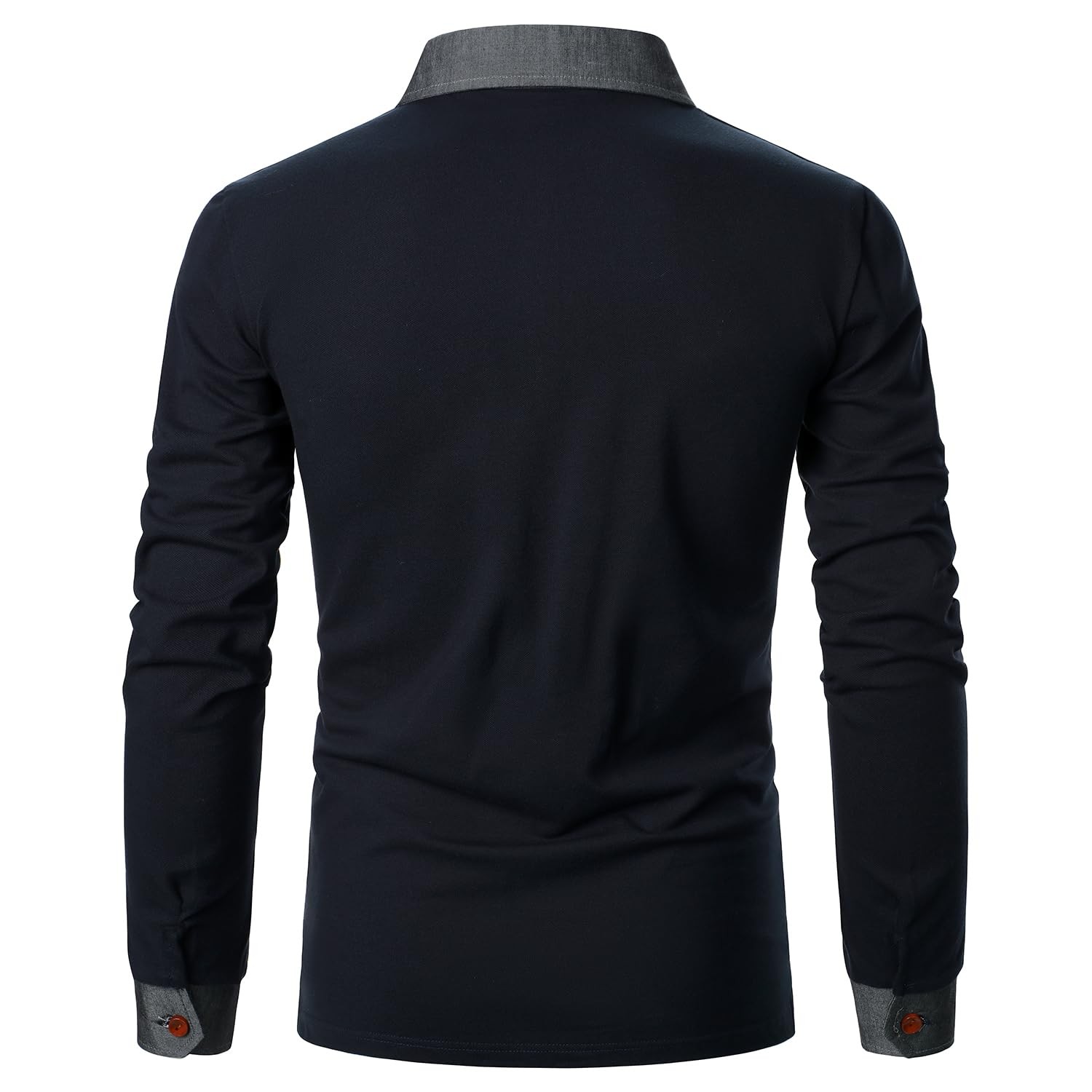 Polo shirt men's long sleeve polo shirts cotton color sewing pocket TShirt slim... gallery