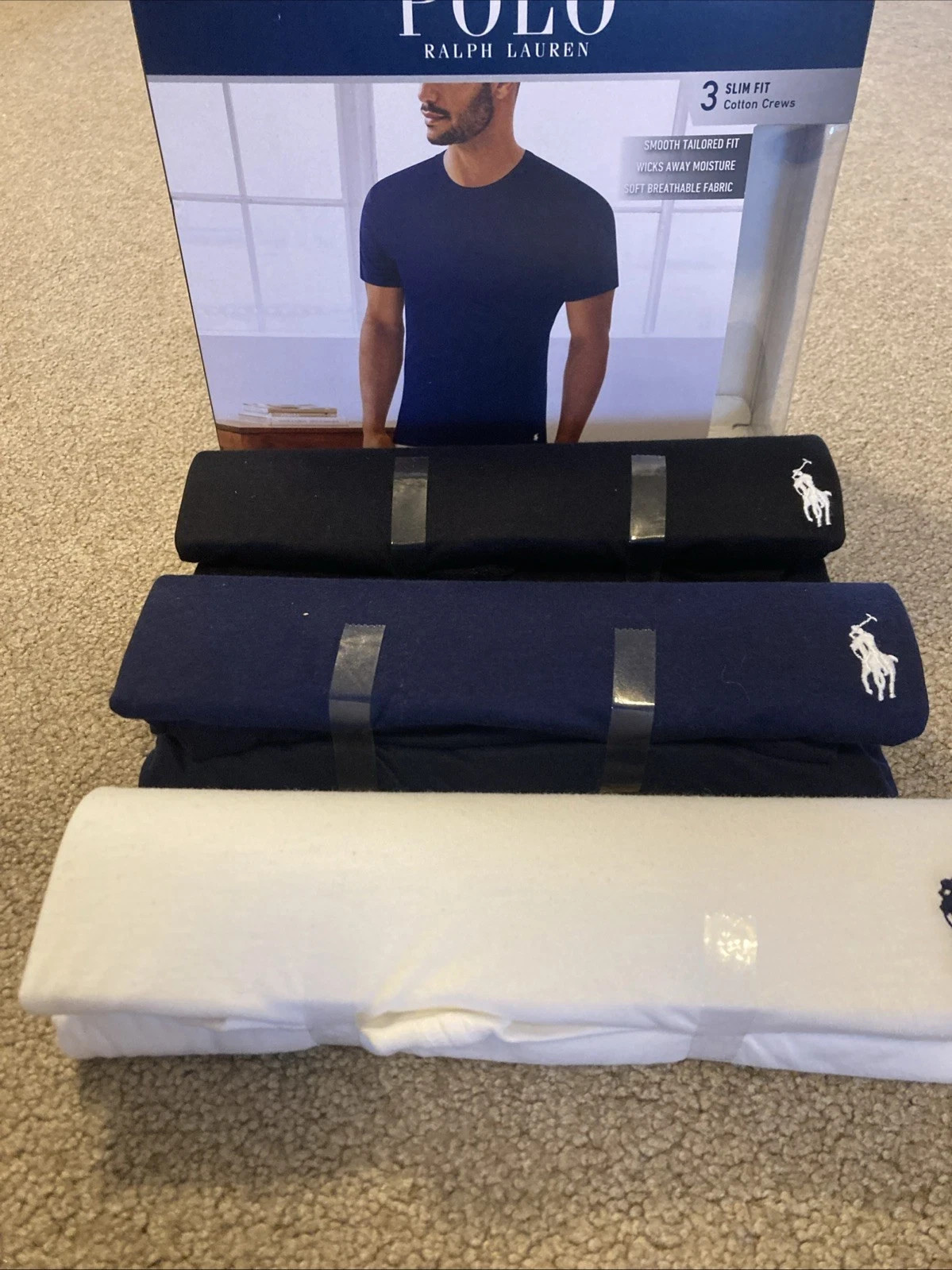 Polo Ralph Lauren Men's Slim Fit W/ Wicking 3-Pack Crew Cotton Undershirts XL gallery