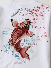 Niepce Men’s Dancing Fish Embroidery Tee Japanese Streetwear T-Shirt