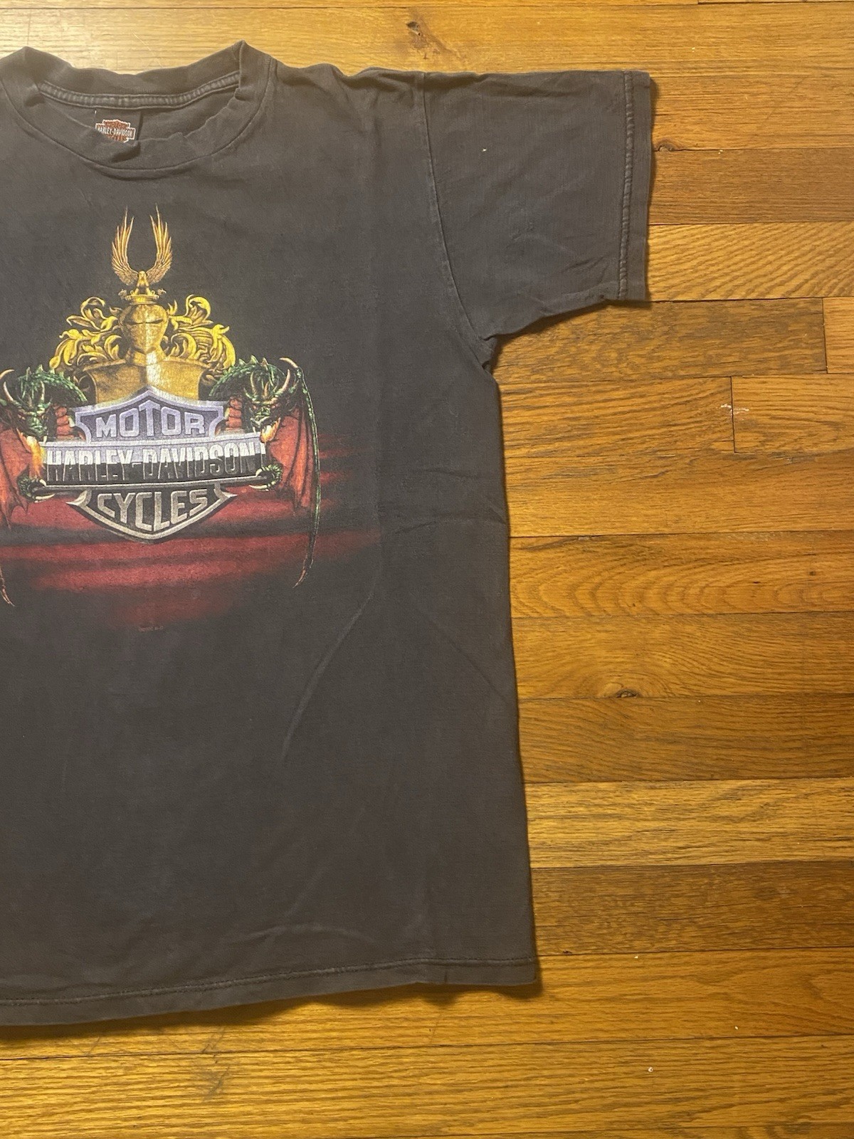 Vintage Harley Davidson Dragon Faded Black T Shirt Size M gallery