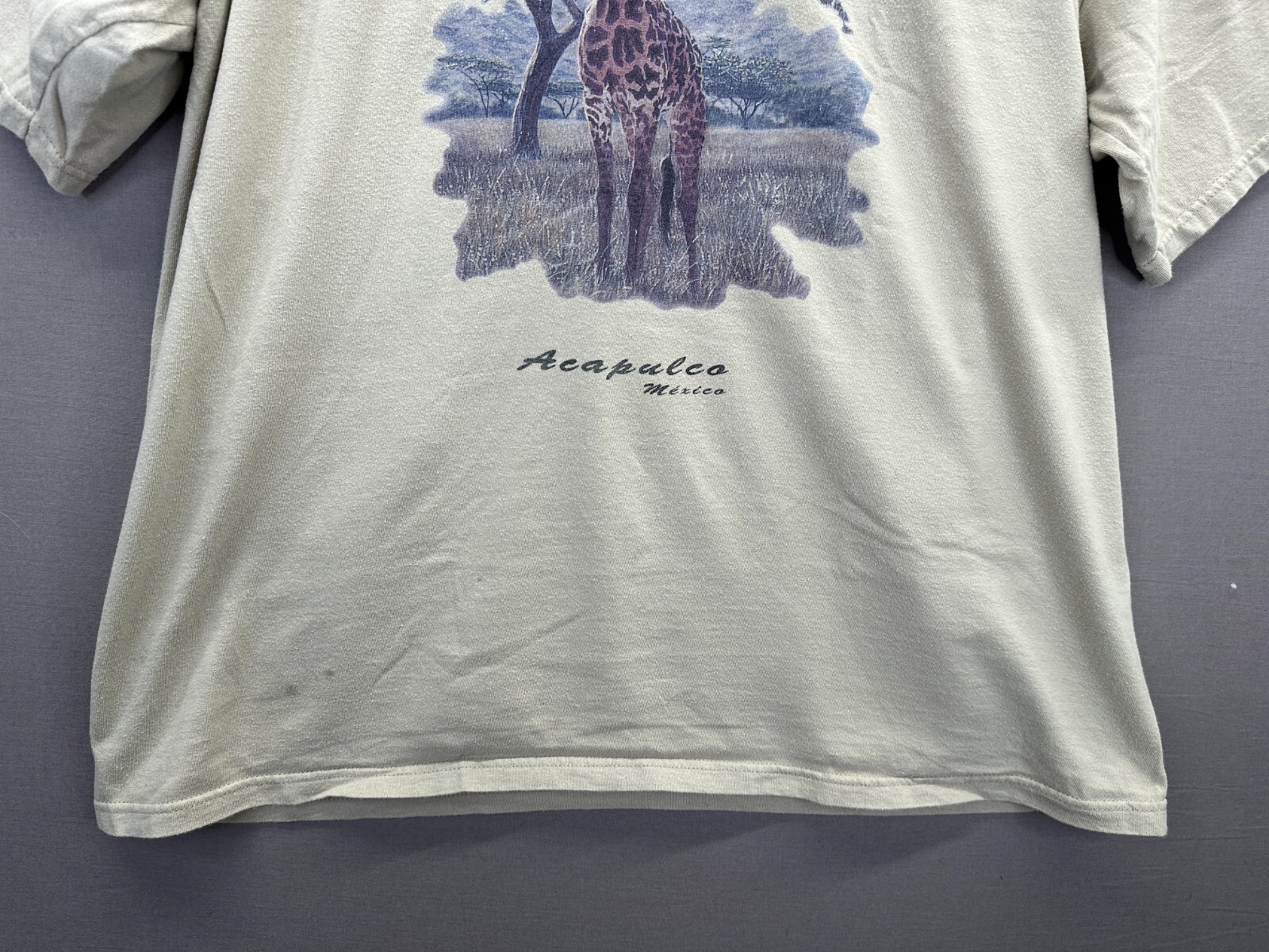 Hot Stuff Womens Beige T-Shirt Giraffe Acapulco Short Sleeve Crew Neck No Size gallery