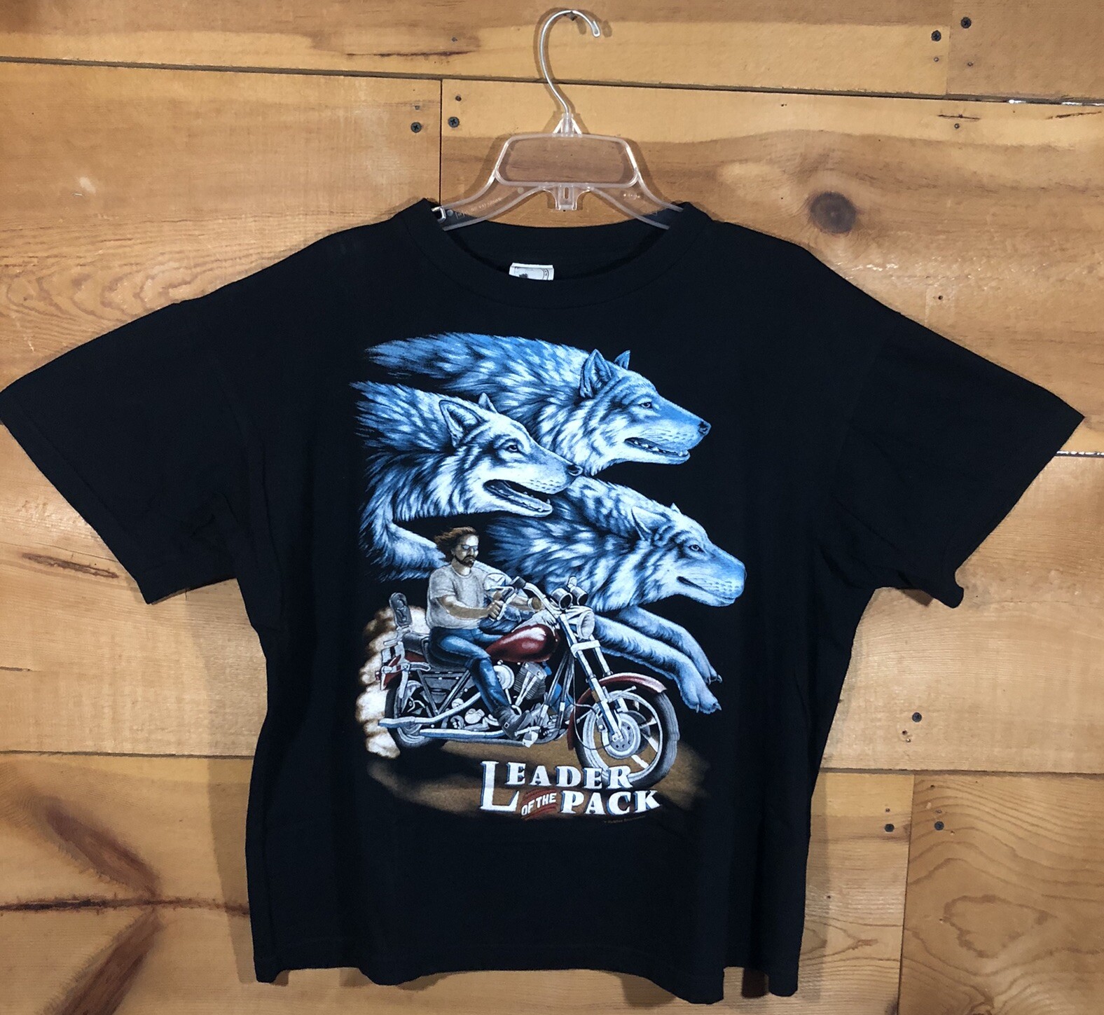 Vintage American Thunder Riding Leader Of The Pack Wolf T-Shirt Mens Size XL gallery