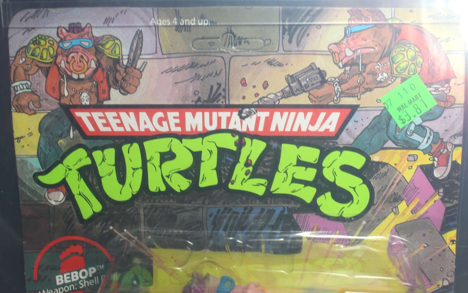 1988 TMNT Bebop 10-Back Series 1 MOC Figure – Soft Head – POP UP DISPLAY AFA 75+
