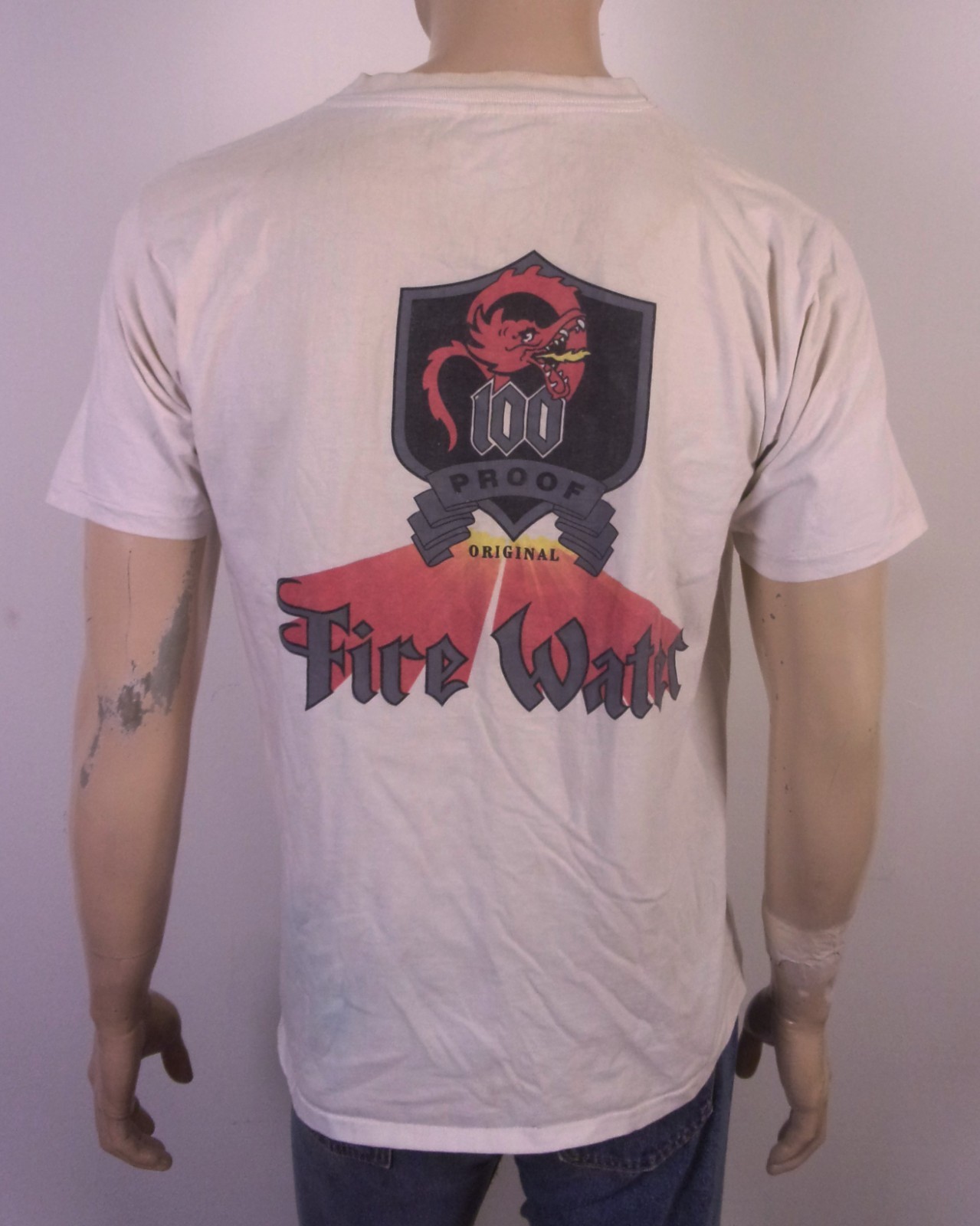 vintage 80s 90s single stitch 100 Proof Original Fire Water T-Shirt Dragon SZ M gallery