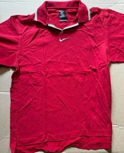 Nike Scarlet, Gray & White, Collared Embroidered Polo Shirt, Size Medium! gallery
