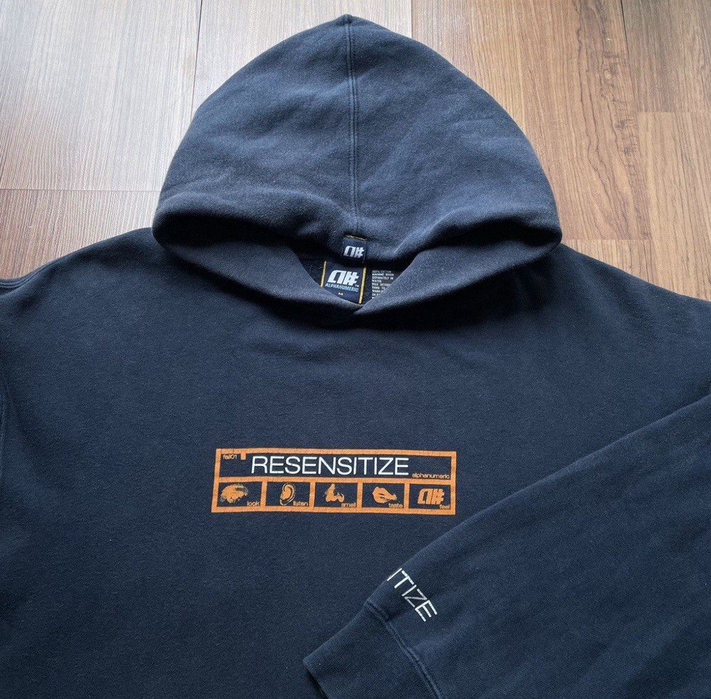 23×28 Vintage 2001 Alphanumeric Skateboards Resensitize Hoodie Skater Y2k 2000s