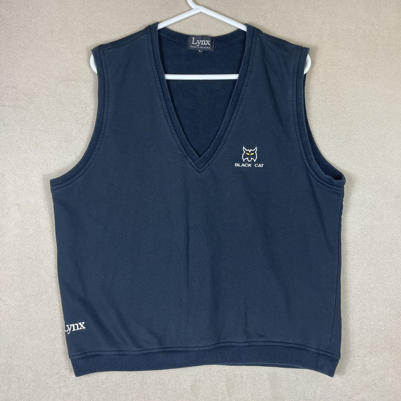 Lynx Mens L V Neck Vest Black Embroidered Logo 100% Cotton gallery