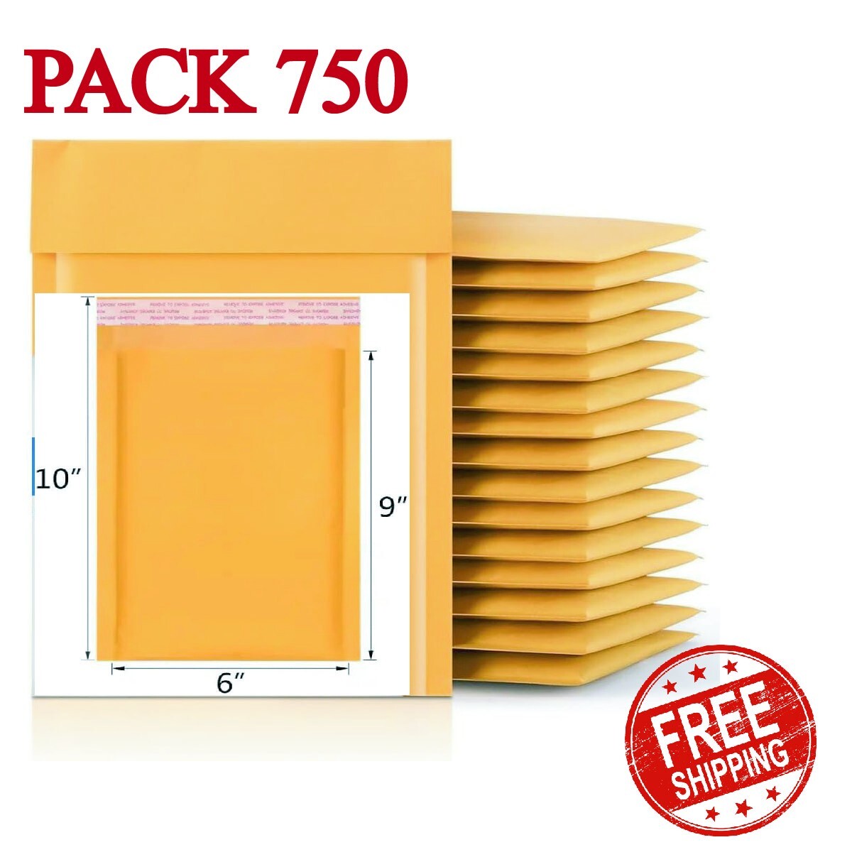 Pack 750 Units – Mailers, 6×9 Inch Size #0 Kraft Bubble Mailers Padded Envelopes