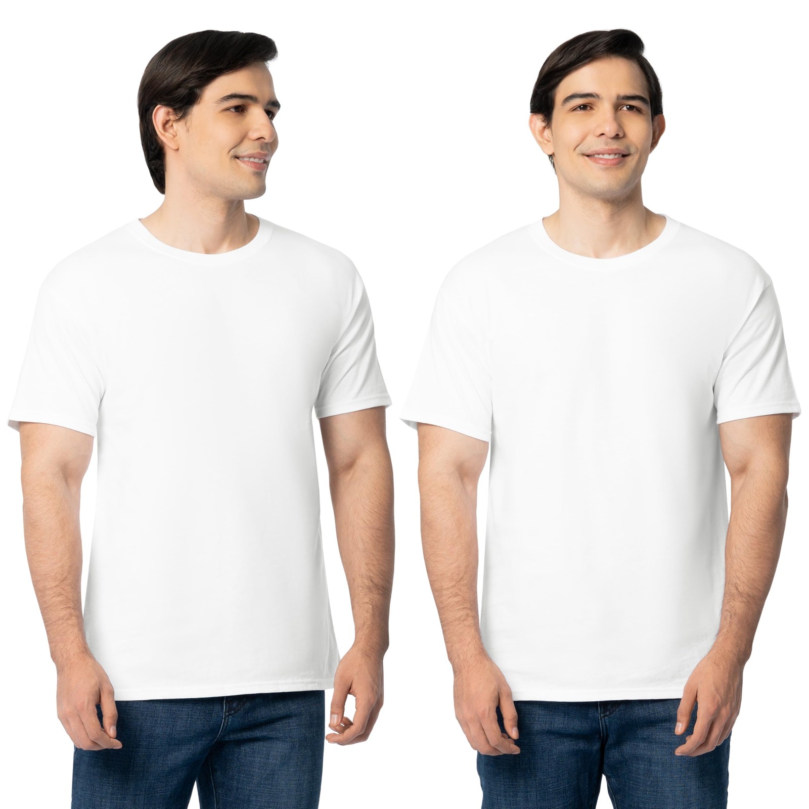 Men’s Eversoft Cotton T-Shirts (S-4XL), Crew-2 Pack-White, X-Large