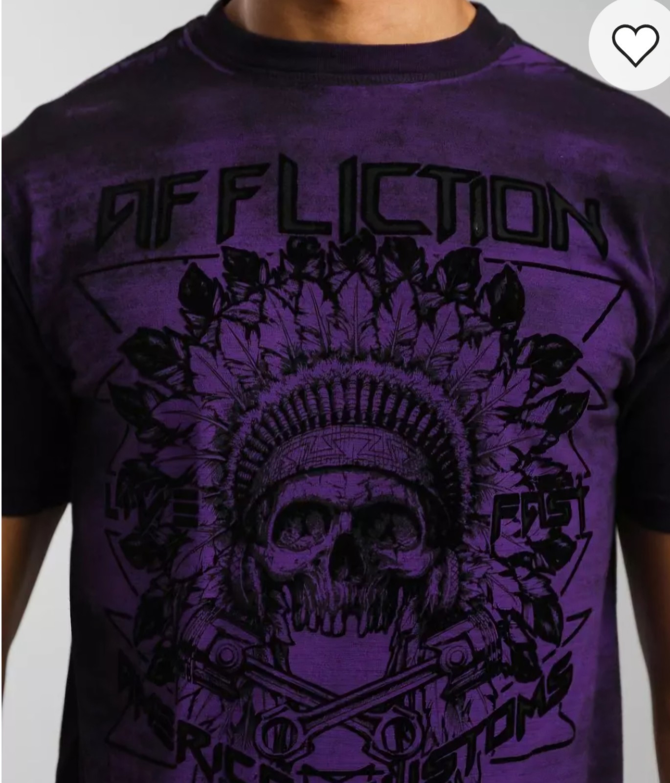 Affliction American Customs Copperhead Bend T-Shirt Men's Purple Skull 3XL gallery