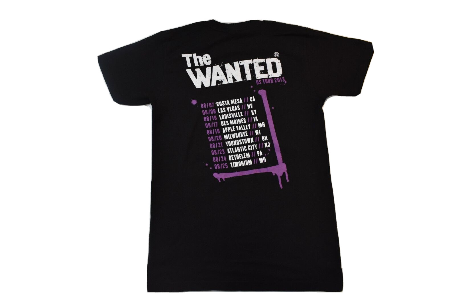 The Wanted Mens US Tour 2013 Black Shirt With Tour Dates New S gallery