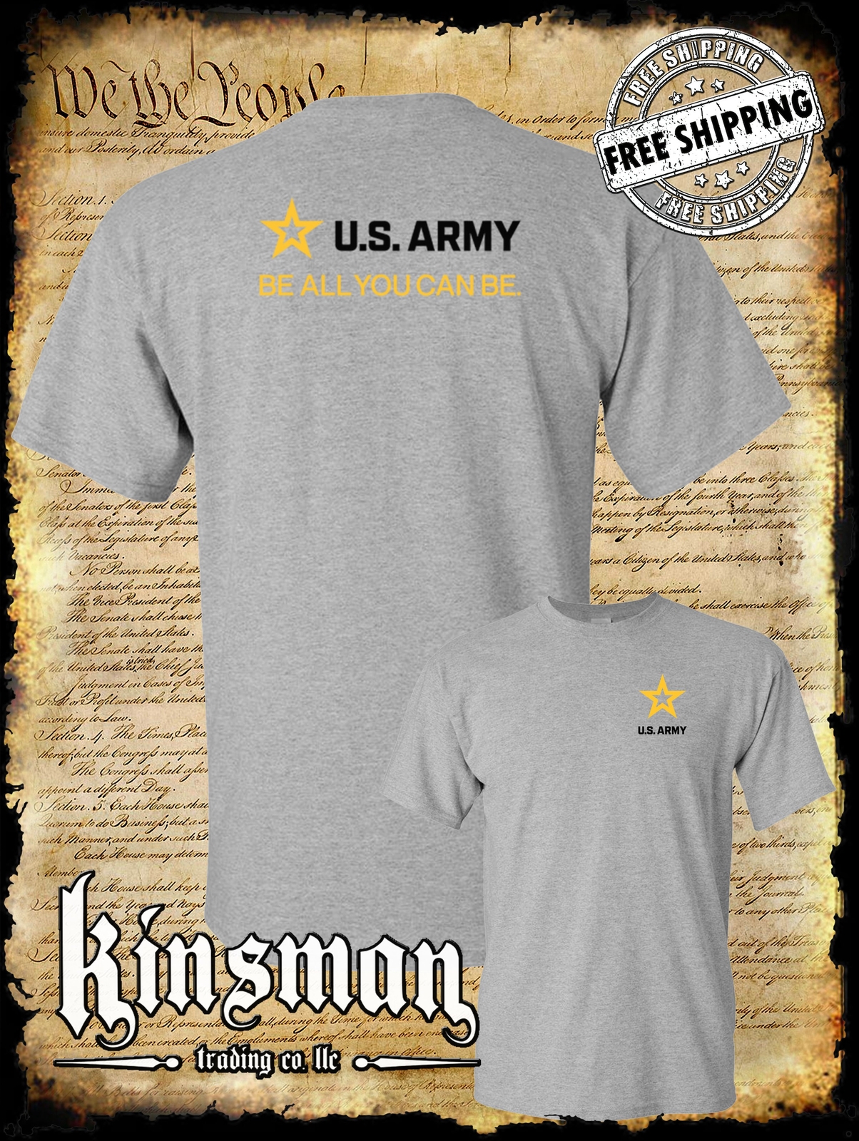 Army Strip Logo Black Text 2-Sided T-Shirt - Be All You Can Be gallery