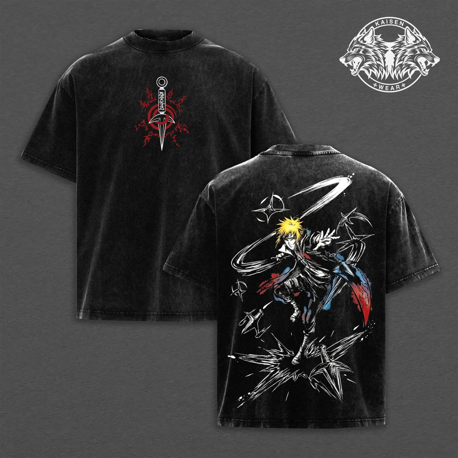 Minato Namikaze Vintage Graphic Apparel, Acid Wash Streetwear Collection gallery
