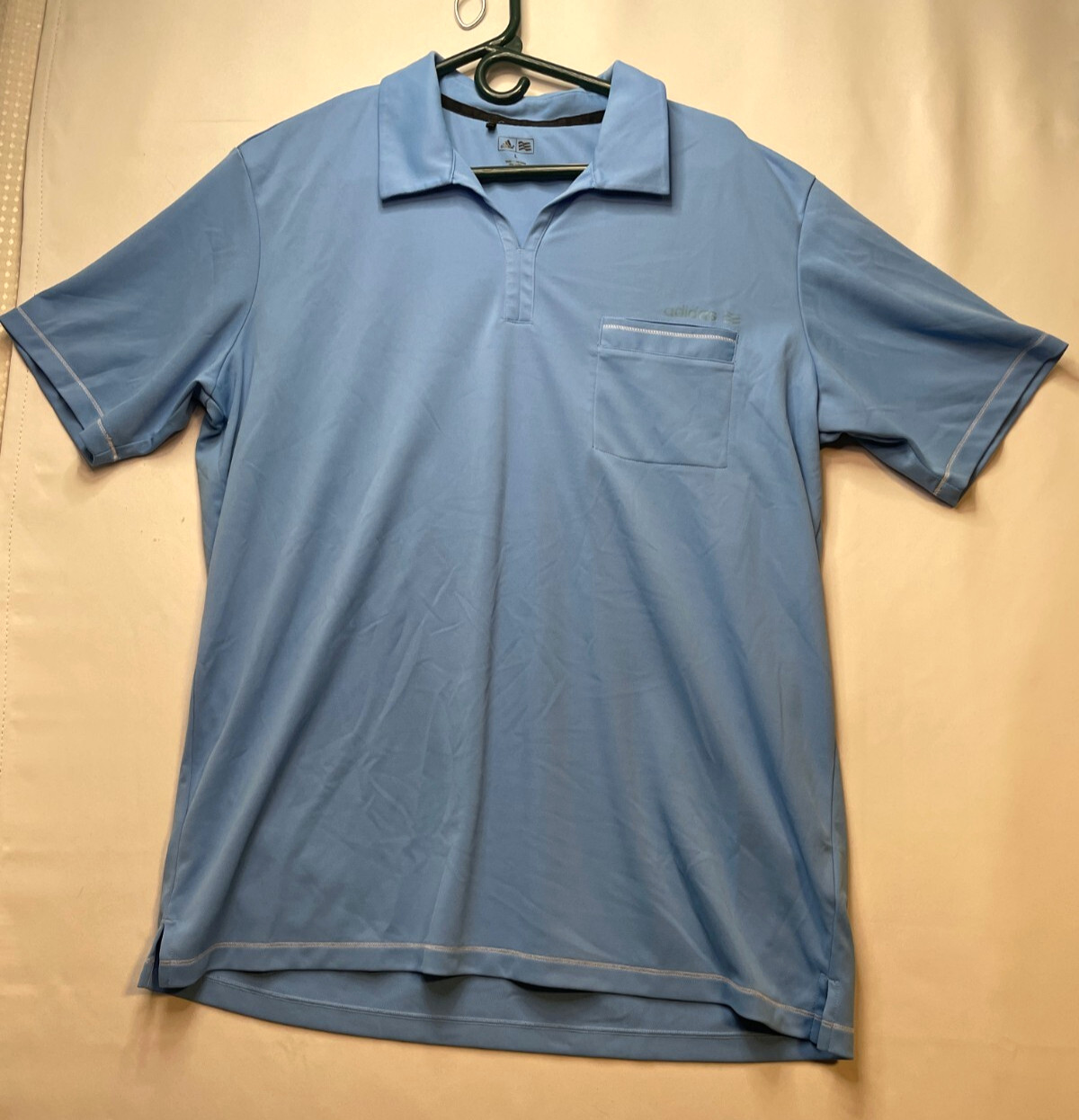 Adidas Golf polo shirt mens large v neck short sleeve blue gallery