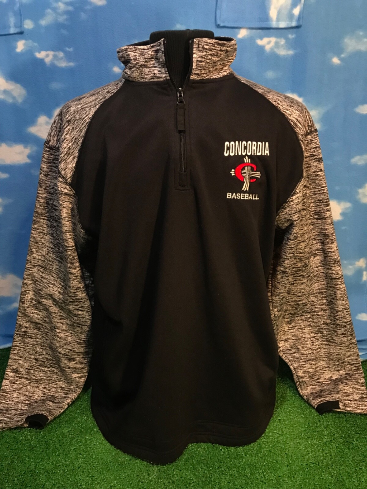 Concordia Cardinals Jacket Sweatshirt Pullover Large Baseball 1/4 zip black C42 gallery