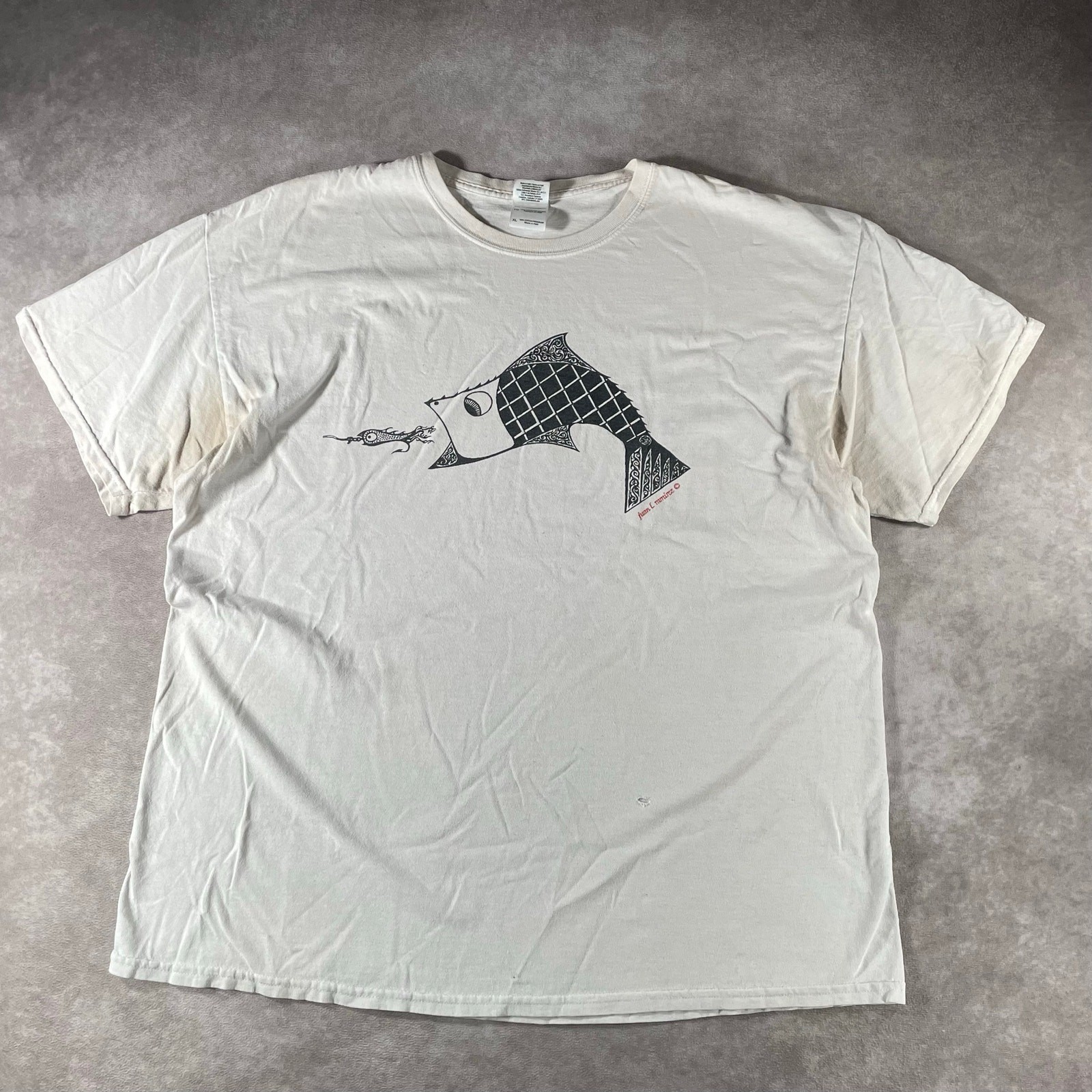 Vintage Art Fish Design California Style Men’s XL T-shirt