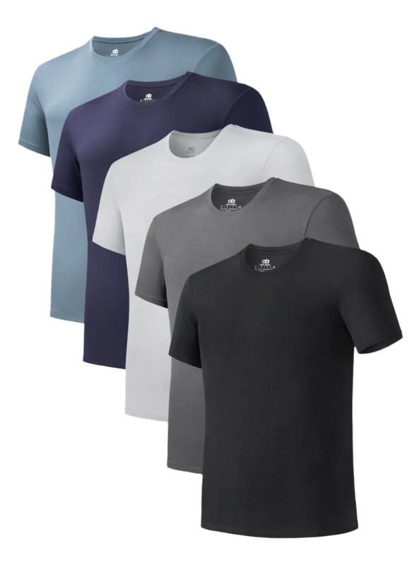 5 Pack David Archy Men’s Bamboo Rayon Crewneck Tees, Lightweight Undershirts
