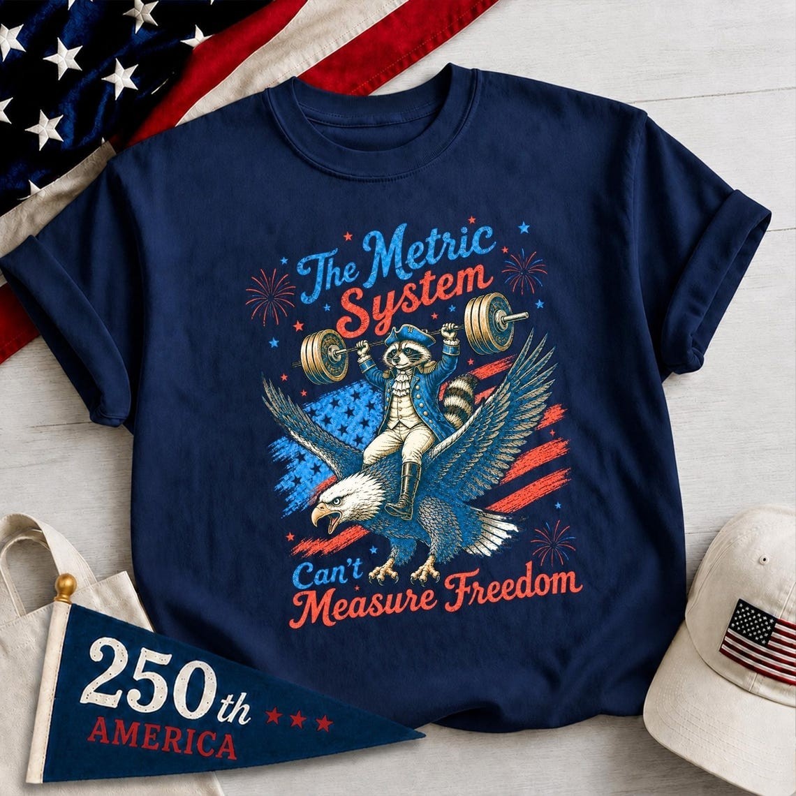 Metric System Cant Measure Freedom T-Shirt, Funny Raccoon Gym 4th Of July Gift gallery