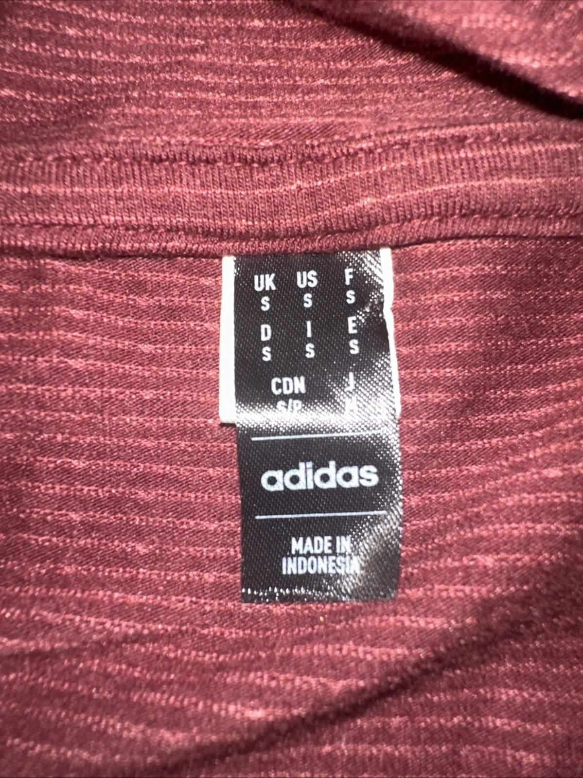 Adidas Men’s Small Dry Fit Maroon Striped Poly Cotton Blend L/S Hoodie T-shirt gallery