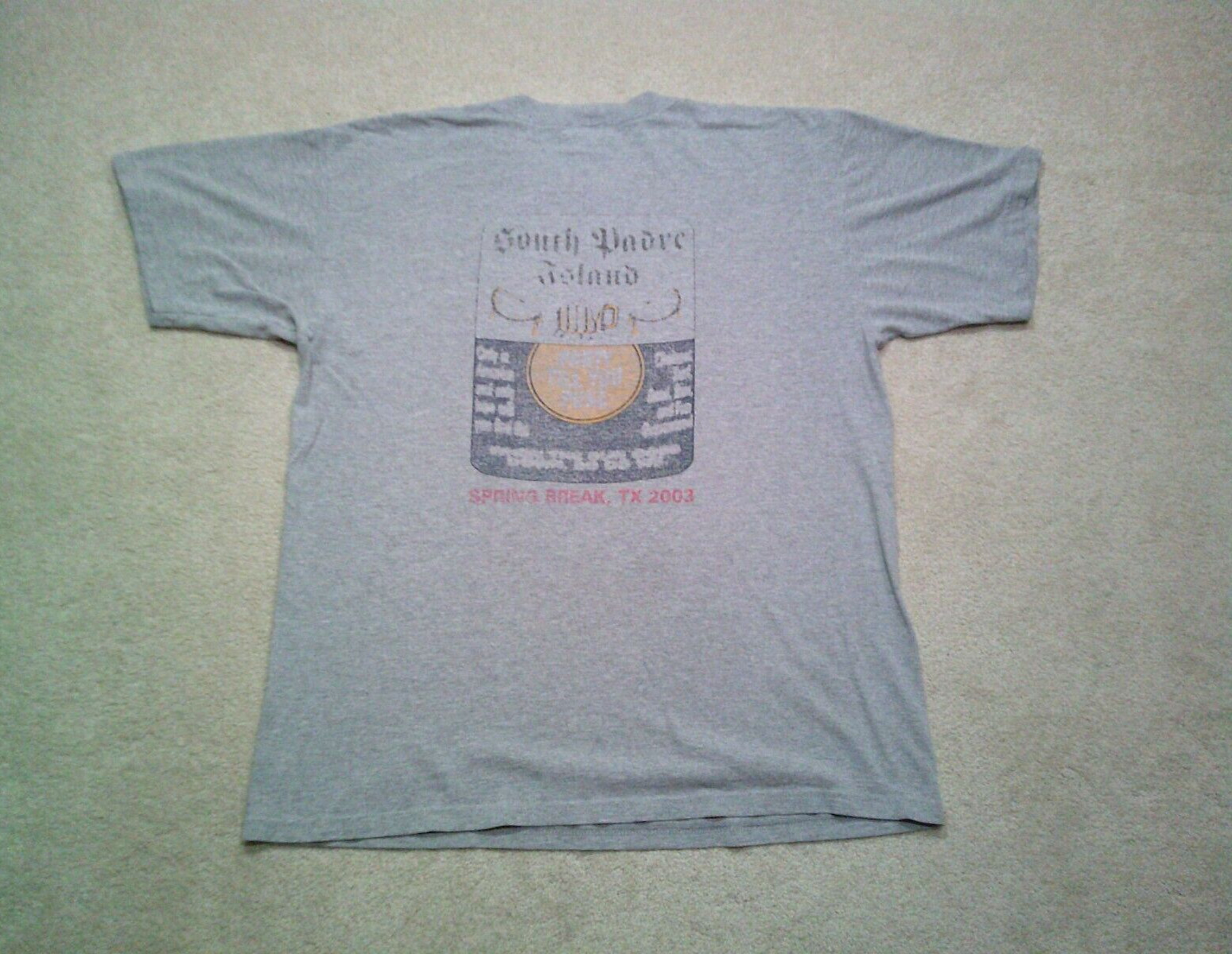 Vintage Spring Break T Shirt Mens Large Gray 2003 Double Sided South Padre gallery