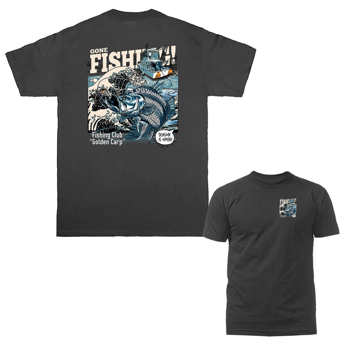 Gone Fishing – Golden Carp Club Outdoor Sports T-Shirt