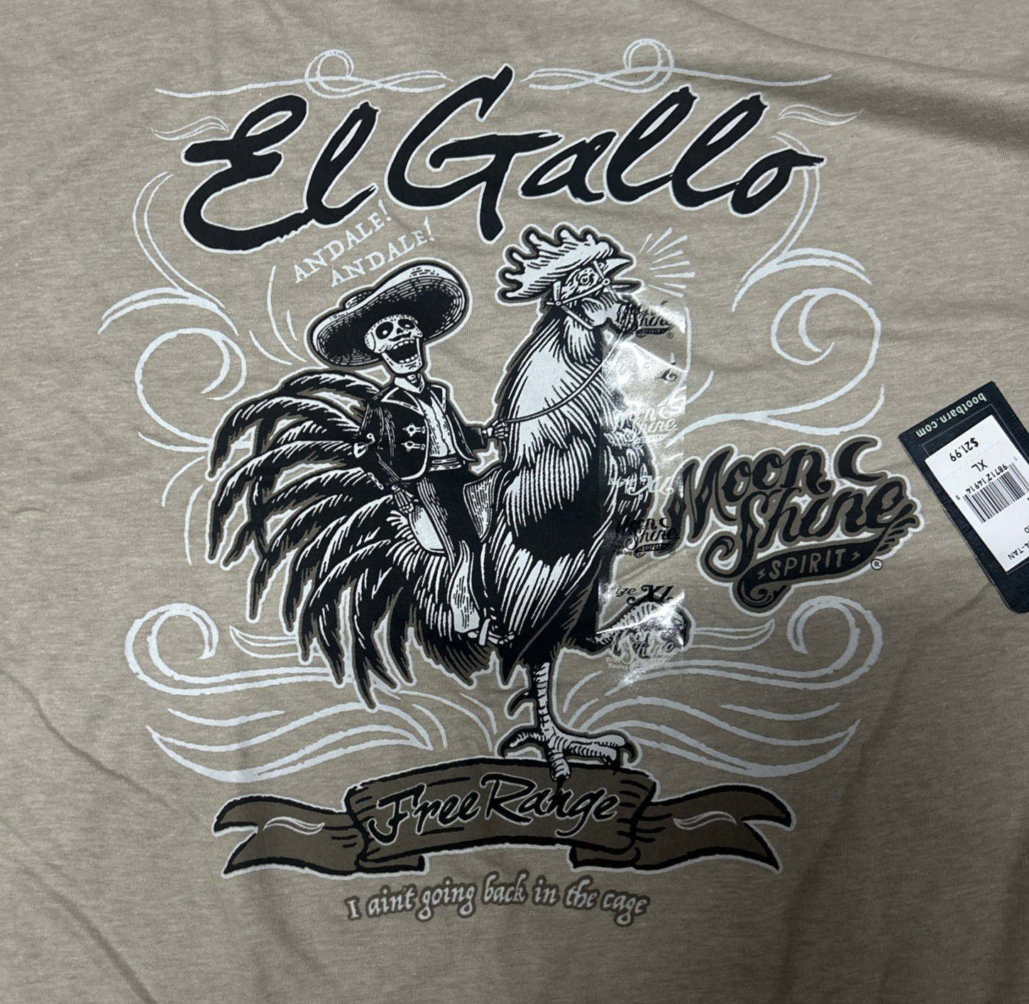 NWT El Gallo Men’s Brad Paisley Moon Shine Spirit T-shirt TAN XL gallery