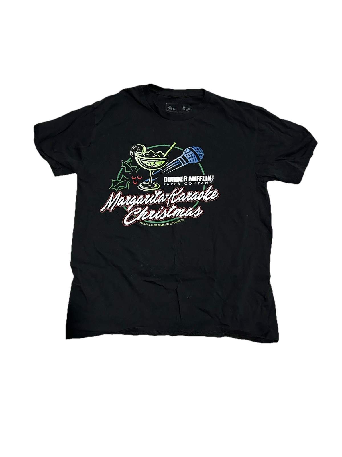 The Office Christmas Party T Shirt Adult Medium M Black Margarita-Karaoke
