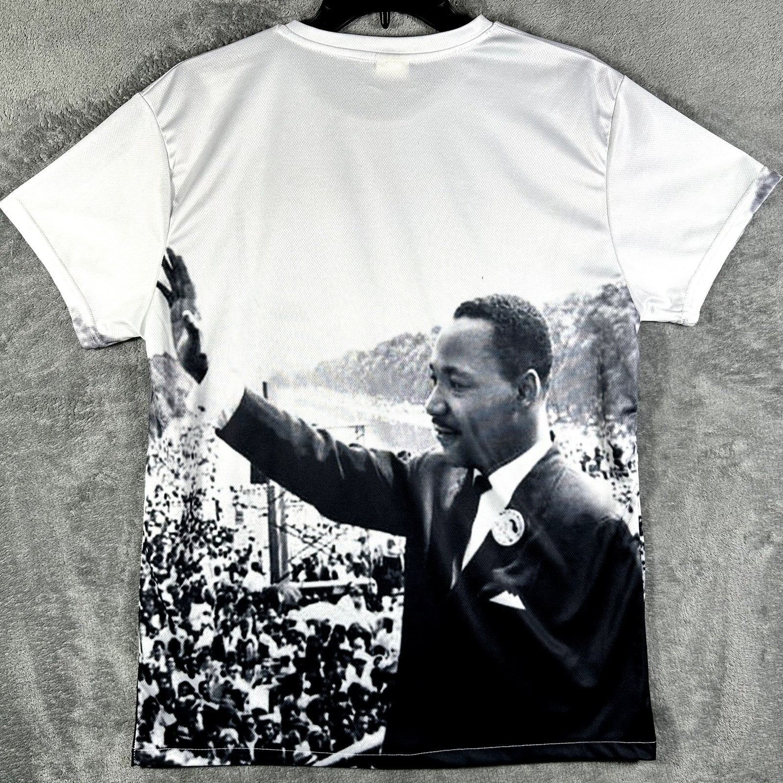 VTG Bay Club Martin Luther King Jr T-Shirt Mens L White MLK All Over Print Mesh gallery