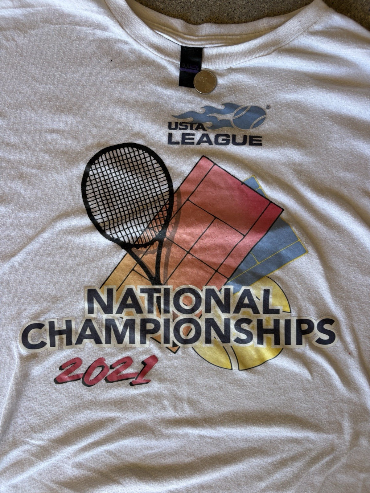 Tultex XL White Crew Neck Long Sleeve Graphic T-Shirt USTA League 2021 gallery