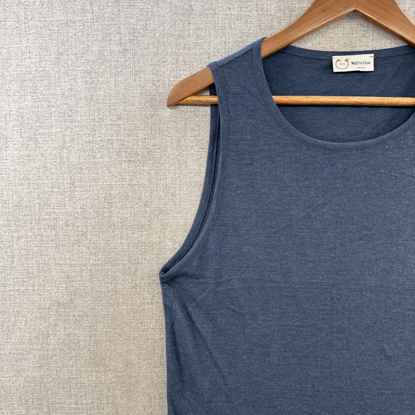 Wolf vs Goat Bamboo Tank Top Shirt Mens XXS 2XS Blue Sleeveless Soft Basic Italy gallery