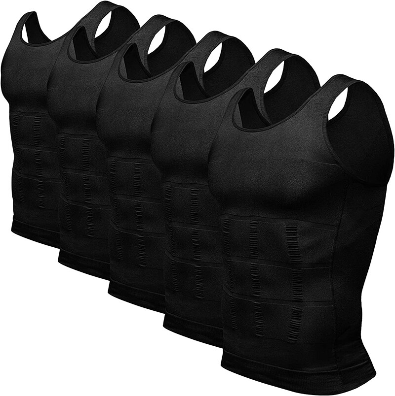 Mens 1/5 Pack Body Shaper Slimming Tummy Vest Thermal Compression Shirt Tank Top gallery