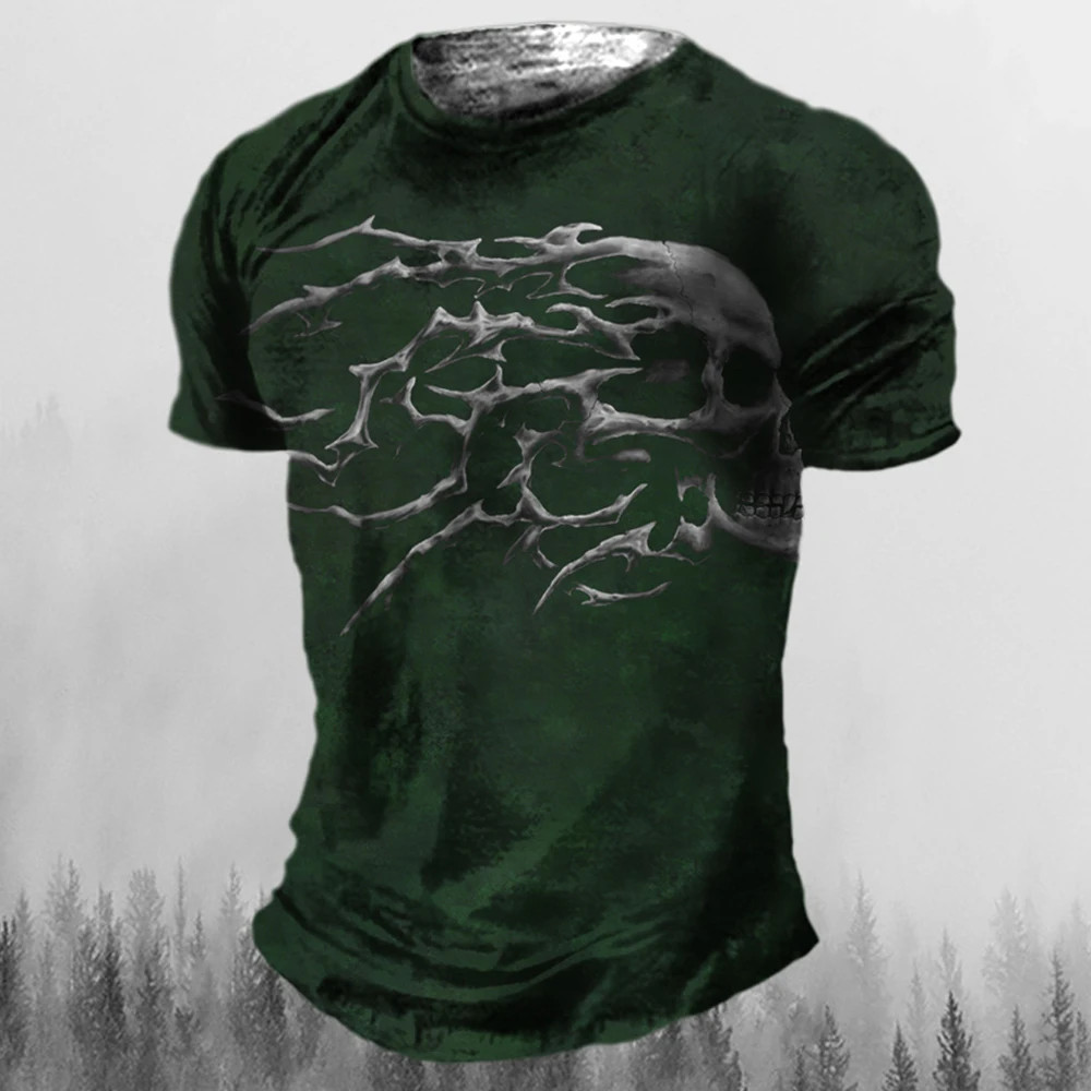 Skull Graphic Polyester T Shirt Mens Biker Gothic Grunge Skater Tee XXS-5XL gallery