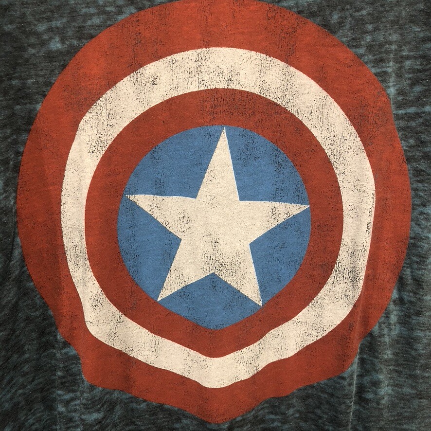 MARVEL Teal Black Ash Capt. America T-Shirt Sz Med (E1569) gallery