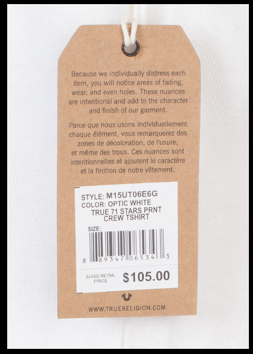 $105 TRUE RELIGION White Blue 71 STARS Short Sleeve Graphic Heavyweight T-shirt gallery
