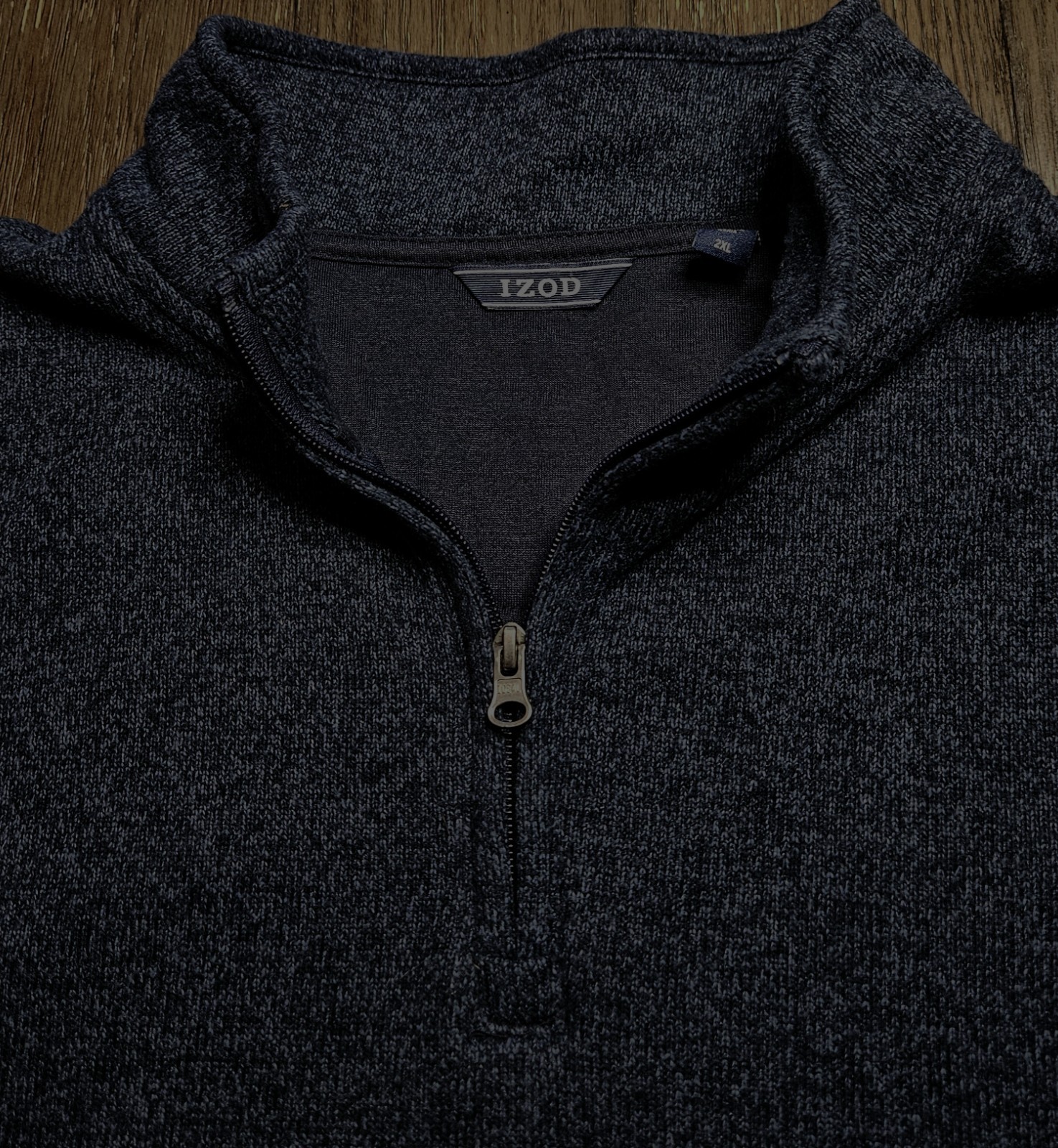 Mens Izod Long Sleeve Heather Navy 1/4 Zip Lightweight Fleece Size 2XL - NICE gallery