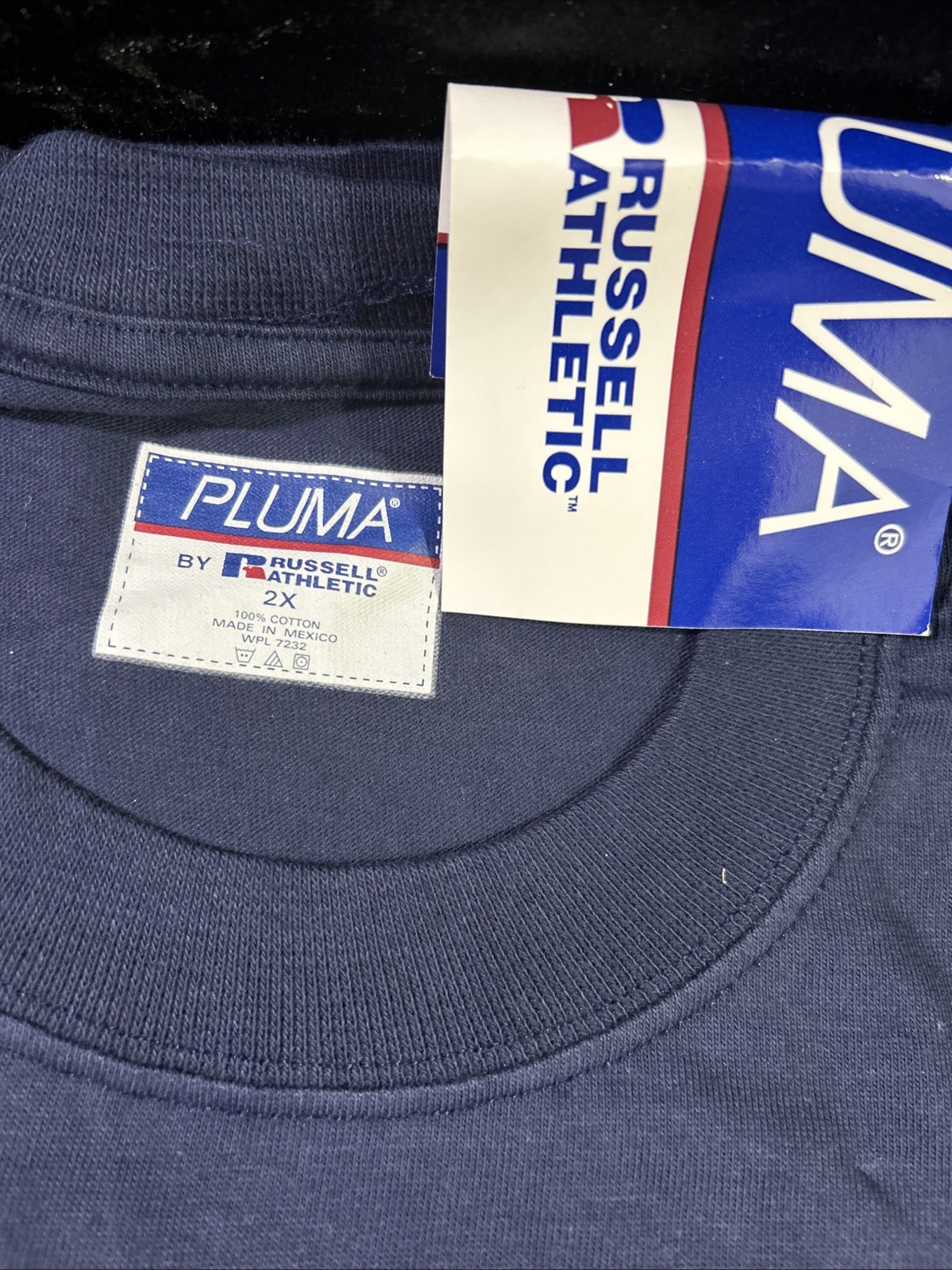 PLUMA Russell Athletic Mens Navy Blue Short Sleeve T-Shirt 100% Cotton NWT gallery