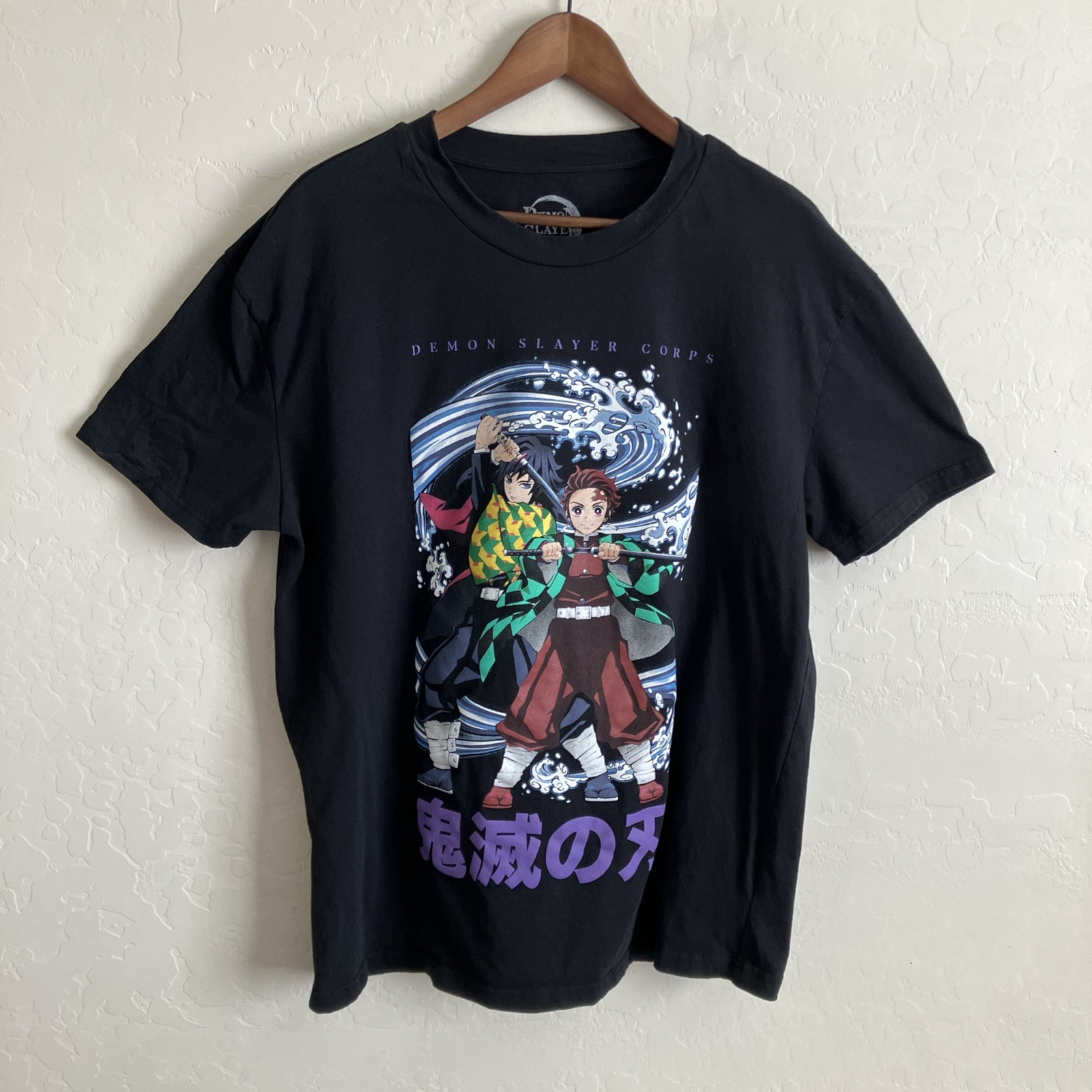 Demon Slayer Corps Graphic Tee Unisex XL Black Short Sleeve Stretch Cotton