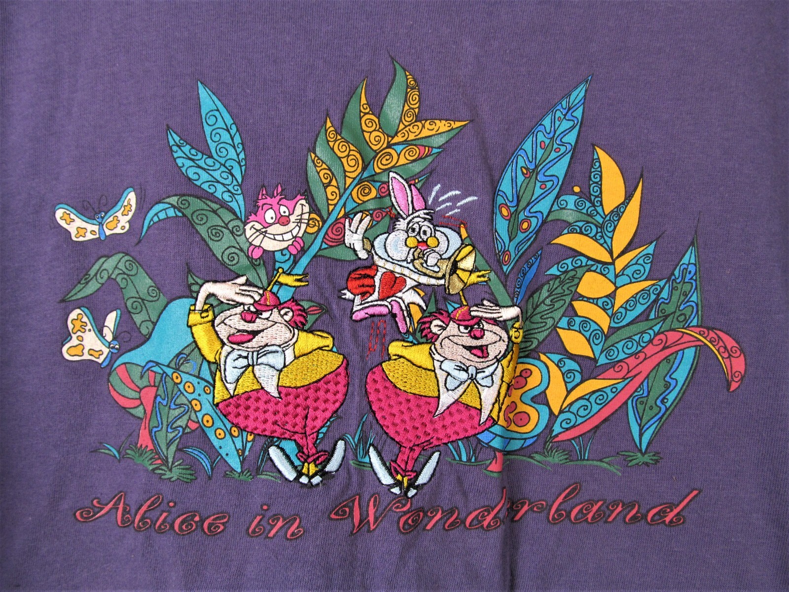 Vintage Alice In Wonderland Disney Store T-shirt X-Large XL Purple Embroidered gallery