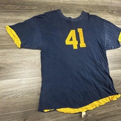True Vintage 60s Double Face Jersey Shirt Mens Extra Large Navy Yellow Made USA