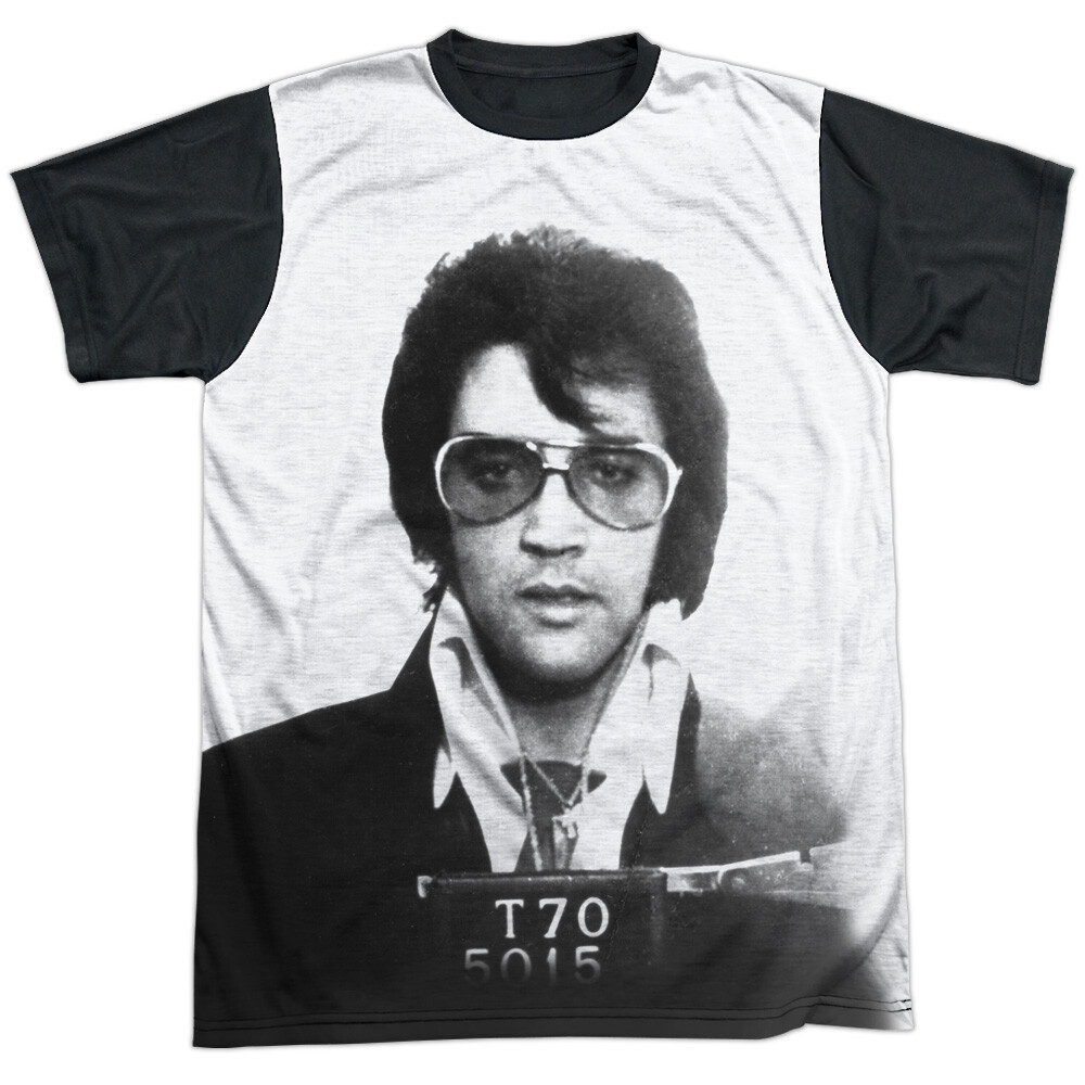 Elvis Presley Mugshot Adult Halloween Costume T Shirt (Black Back), S-3XL