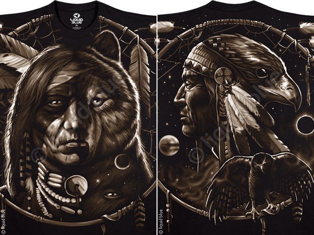 NATIVE AMERICAN-DREAM SPIRIT-2 SiDeD-T-SHIRT S-M-L-XL-XXL Wolf,Eagle gallery
