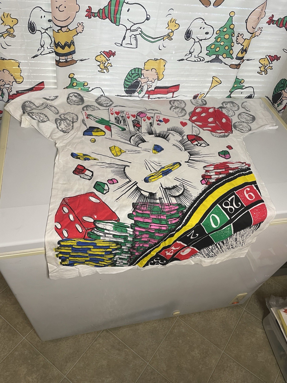 Rare VTG 90s Casino Dice Roulette, Color￼All over Print SINGLE STITCH TShirt XL gallery